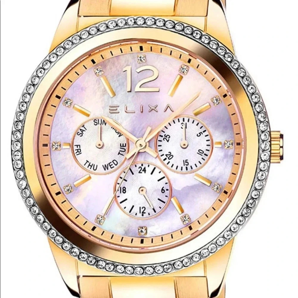 ELIXA Enjoy Crystals Gold Stainless Steel watch Bracelet E107-L431